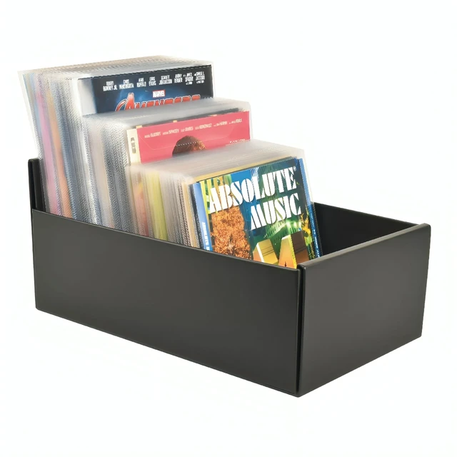 Main image of Tarifold DVD and CD Storage Box, Holds 80 Sleeves, Durable Cardboard, Black