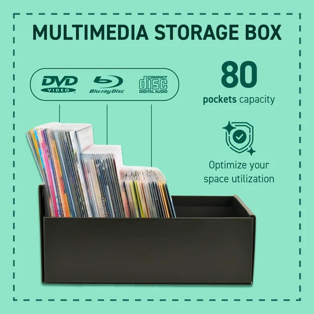 Alt view image 3 of 5 - Tarifold DVD and CD Storage Box, Holds 80 Sleeves, Durable Cardboard, Black