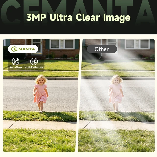 Alt view image 4 of 5 - CEMANTA 3MP Window Camera,WiFi Indoor Cameras for Home Security-4Pack Black