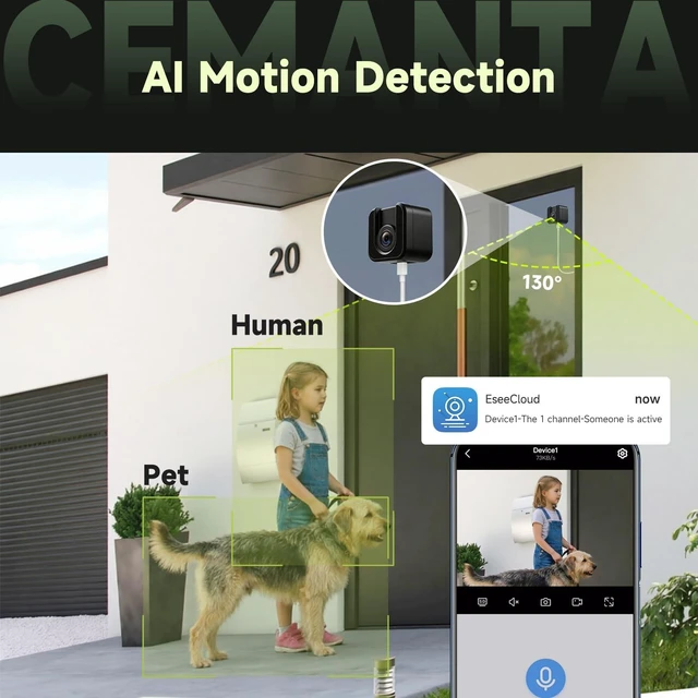 Alt view image 5 of 5 - CEMANTA 3MP Window Camera,WiFi Indoor Cameras for Home Security-4Pack Black
