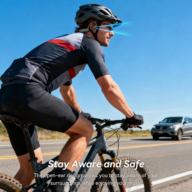 Alt view image 5 of 5 - MONODEAL E12 Smart Bone Conduction Headphones with Camera,8MPBlack-1