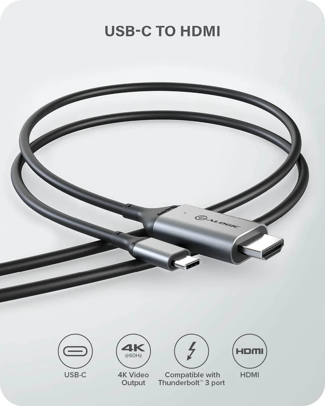 Alt view image 2 of 5 - ALOGIC USB-C to HDMI Cable, 6 ft, Supports 4K@60Hz, USB Type-C to HDMI Cable, Thunderbolt 3 Compatible, for MacBook, iPad Pro, Surface, XPS & USB-C Devices
