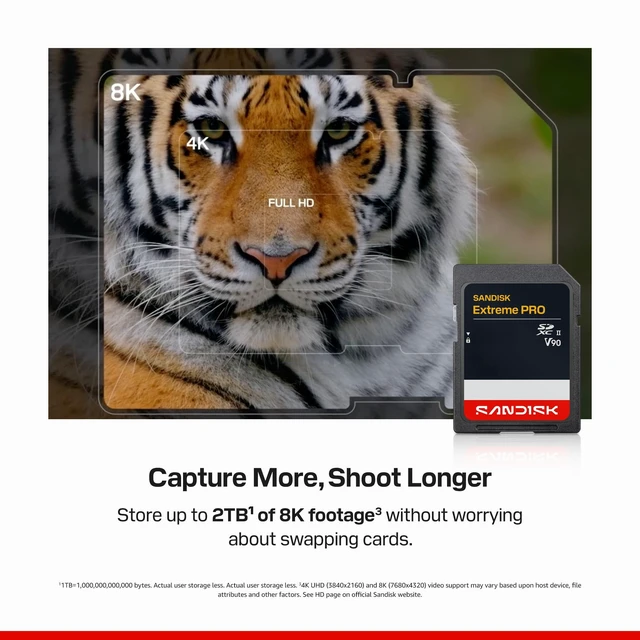 Alt view image 3 of 5 - SanDisk 256GB Extreme PRO SD UHS-II V90 Memory Card, Up to 310MB/s Read and 304MB/s Write, 8K, IP68 Water and Dust Resistant, SDSDXDE-256G-GN4IN
