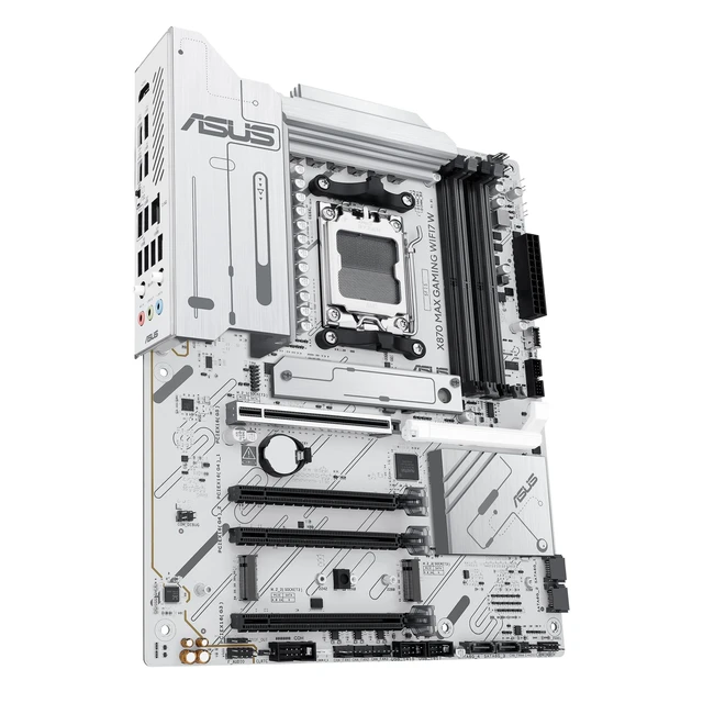 Alt view image 4 of 5 - ASUS X870 MAX GAMING WIFI7 W AMD AM5 ATX Motherboard, 8-layer White PCB, 12+2+1 80A DrMOS, DDR5, PCIe 5.0 x16 Q-Release, 3x M.2, Wi-Fi 7 Q-Antenna, USB4 Type-C, 2.5Gb LAN, BIOS FlashBack, Aura Sy