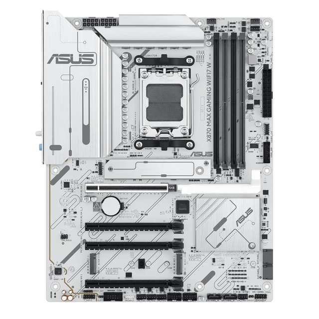 Alt view image 2 of 5 - ASUS X870 MAX GAMING WIFI7 W AMD AM5 ATX Motherboard, 8-layer White PCB, 12+2+1 80A DrMOS, DDR5, PCIe 5.0 x16 Q-Release, 3x M.2, Wi-Fi 7 Q-Antenna, USB4 Type-C, 2.5Gb LAN, BIOS FlashBack, Aura Sy