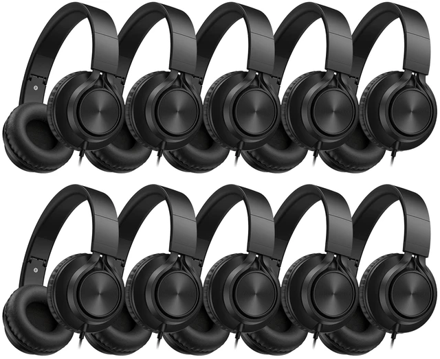 Main image of AILIHEN Kids Headphones Bulk 10 Pack with Microphone & 3.5MM Jack, Black