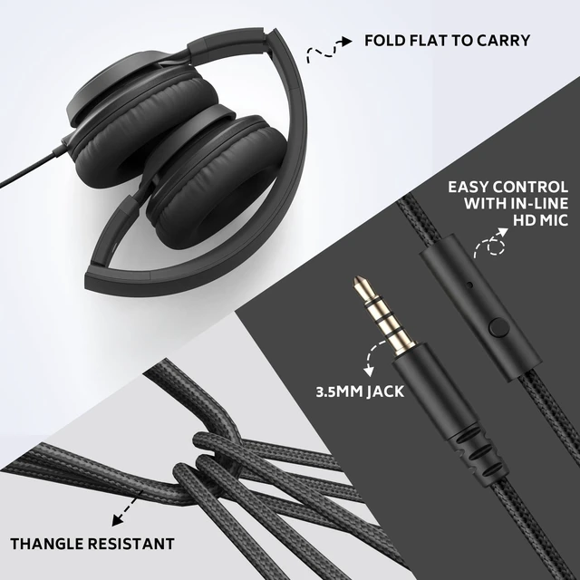 Alt view image 5 of 5 - AILIHEN Kids Headphones Bulk 10 Pack with Microphone & 3.5MM Jack, Black