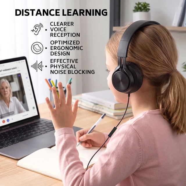 Alt view image 3 of 5 - AILIHEN Kids Headphones Bulk 10 Pack with Microphone & 3.5MM Jack, Black