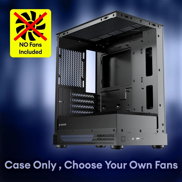 Alt view image 2 of 5 - Okinos Aqua UNO Micro ATX Case, Case Only No Fans Included, No Radiator Support, Max GPU Length 309mm, Quick-Release Panoramic Tempered Glass Front & Side, Type-C 5Gbps, Black
