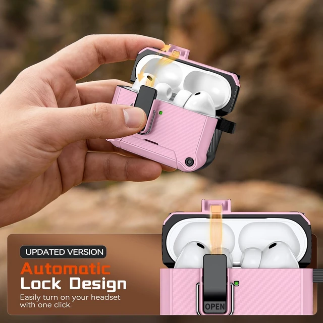Alt view image 4 of 5 - Inesore for AirPods Pro 3 Case with Secure Lock (Pink)