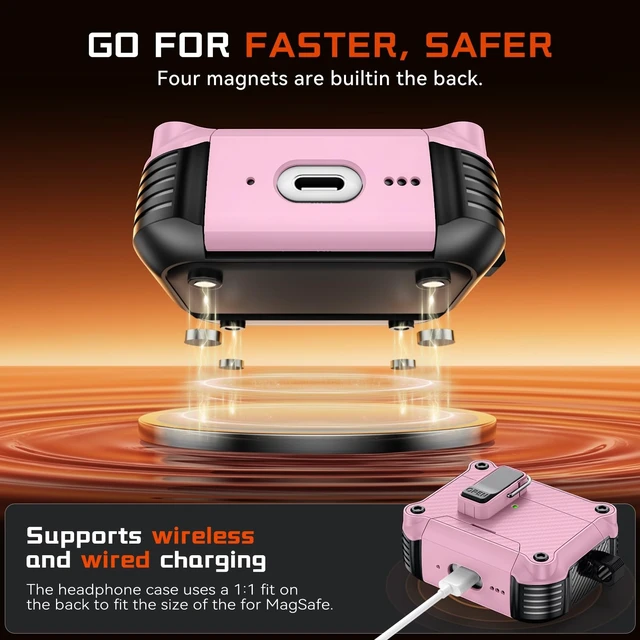 Alt view image 5 of 5 - Inesore for AirPods Pro 3 Case with Secure Lock (Pink)