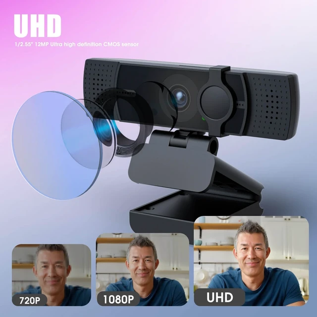 Alt view image 4 of 5 - QijiaView 4K Webcam for PC & Laptop - Ultral HD 4K, AI Autofocus, Support DZoom and ePTZ, Built-in Noise-Canceling Mics and Slidable Privacy Cover for Business Meetings, Conferencing & Video Calls
