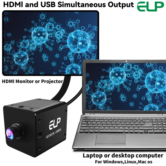Alt view image 4 of 5 - ELP 4K 60fps USB3.0 HDMI Camera H.264 Wide Angle High Speed UVC Lightburn Cameras for Computer Low Illumination Simultaneous Output PC Webcam M12 100 Web_Camera for Windows Linux Mac TV Projector