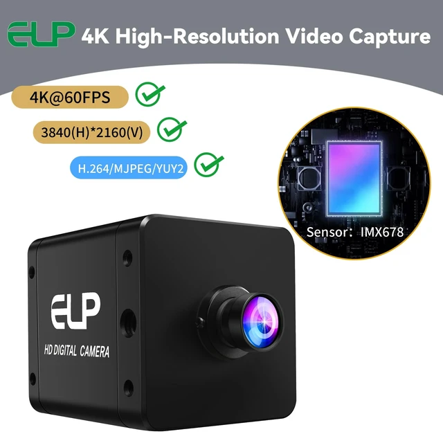 Alt view image 2 of 5 - ELP 4K 60fps USB3.0 HDMI Camera H.264 Wide Angle High Speed UVC Lightburn Cameras for Computer Low Illumination Simultaneous Output PC Webcam M12 100 Web_Camera for Windows Linux Mac TV Projector