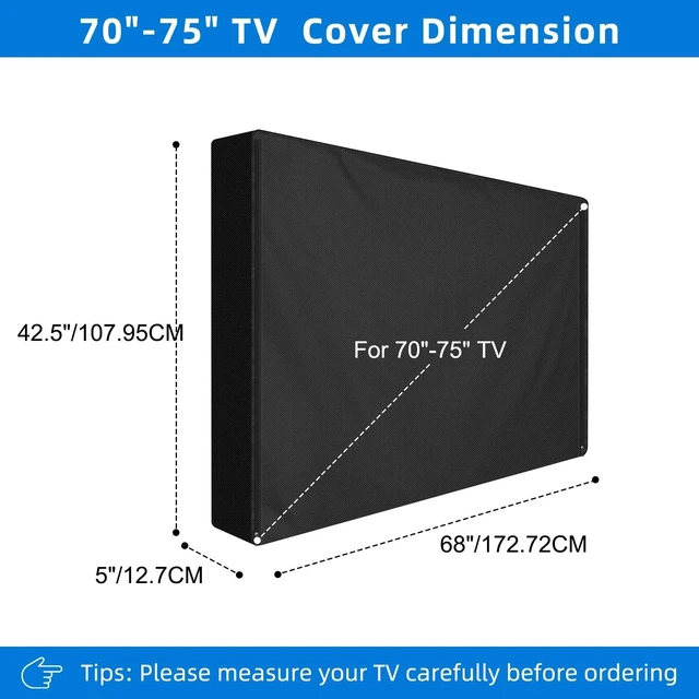 Alt view image 2 of 5 - Outdoor TV Cover 70 to 75 inch Waterproof, 600D Heavy Duty Full Protection TV Outdoor Covers with Waterproof Zipper for Outside Flat Screen TV, Black, Cover Size 68"W x 42.5"H x 5"D, Fit for Standard