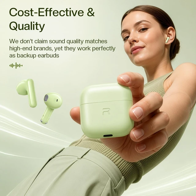 Alt view image 5 of 5 - Blue Purple Long Battery Life Wireless Earbuds Budget for iPhone Android