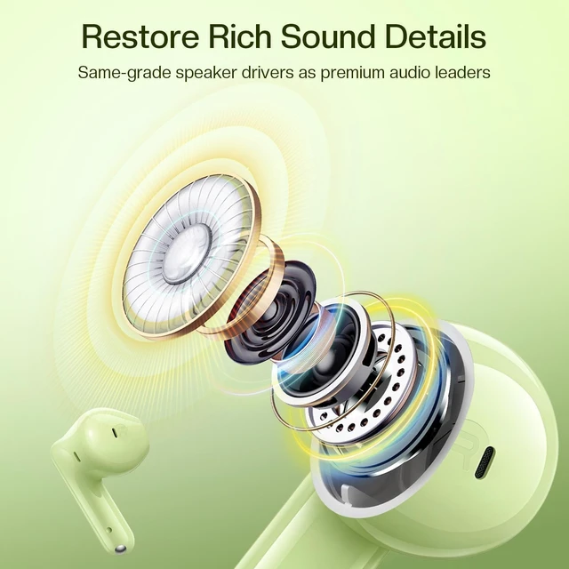Alt view image 4 of 5 - Blue Purple Long Battery Life Wireless Earbuds Budget for iPhone Android