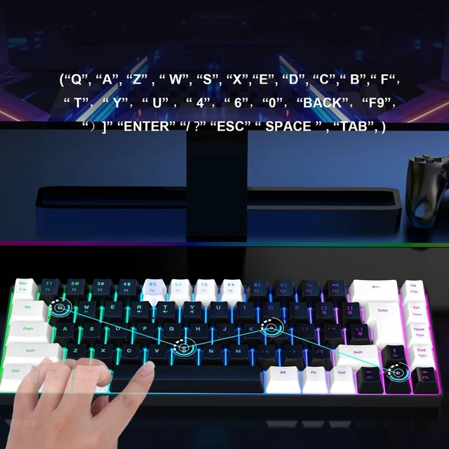 Alt view image 4 of 5 - Sxhlseller 68 Key RGB Gaming Keyboard Compact USB Backlit for PC