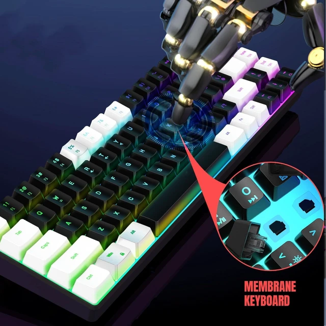 Alt view image 2 of 5 - Sxhlseller 68 Key RGB Gaming Keyboard Compact USB Backlit for PC