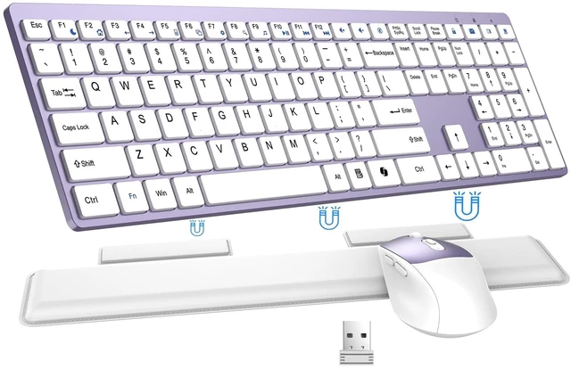 Main image of Wireless Keyboard and Mouse Combo, Full Size Silent Ultra Thin Keyboard with Magnetic Wrist Rest, Optical Mouse, 2.4G Lag-Free Cordless Mice Keyboard Set for Computer, Mac, Laptop, PC, Windows