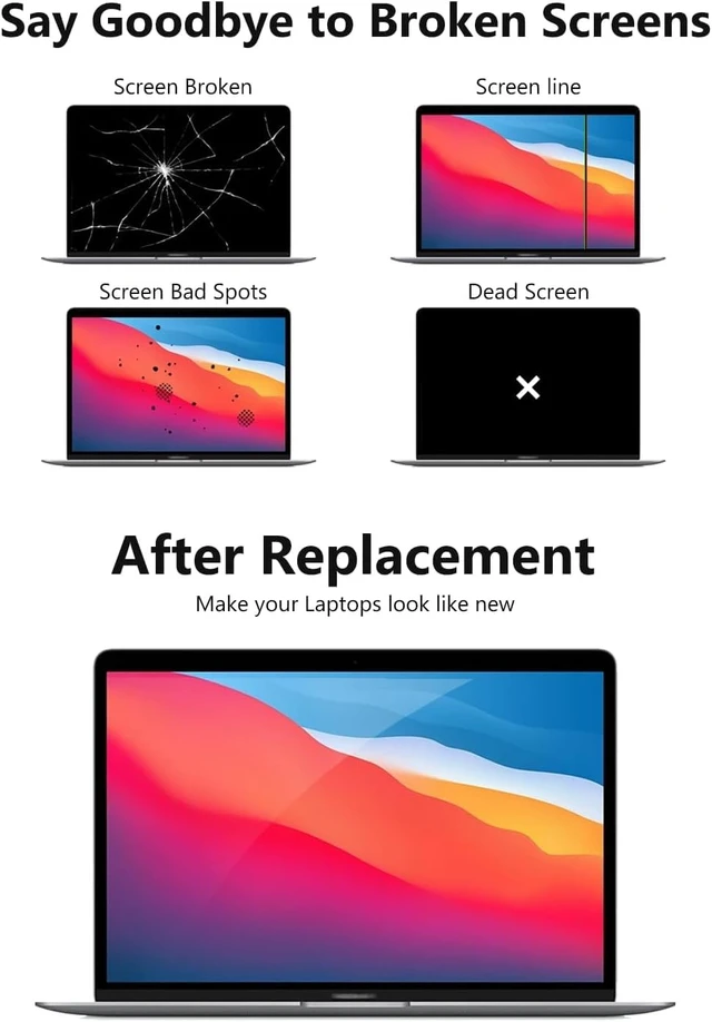 Alt view image 3 of 5 - LHM A2338 Screen Replacement for MacBook Pro 13.3" M1 M2 Retina EMC 3578 EMC 8162 MYD83 MYD92 MYDA2 MYDC2 MNEQ3 MNEP3 2560x1600 Full LCD Display Assembly with Fix Kit (A2338-Gray)