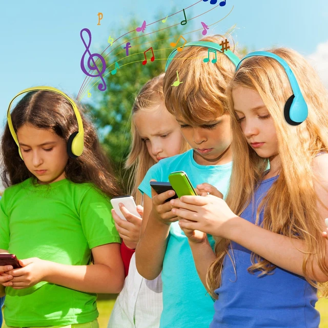 Alt view image 5 of 5 - Hoteam 100 Pack Headphones for Classroom Bulk, Bright Colors, Classic