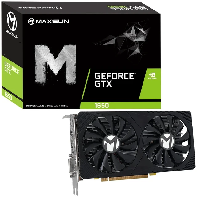 Main image of maxsun Geforce GTX 1650 4GB Video Graphics Card GPU for Computer Gaming PC GDDR6 128-Bit Dual Fan HDMI/DP/DVI 4K HDCP DirectX 12