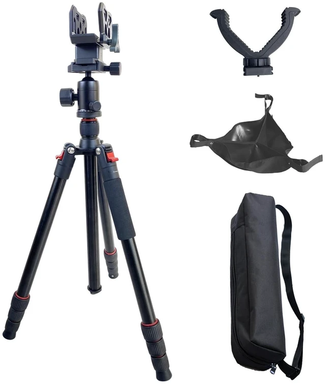 Main image of Adjustable Hunting Shooting Stick Tripod Rifle & Pistol Shooting Rest Stand for Gun,Rifles and Crossbows, Tripods with V Yoke & Shooting Saddle Clamp for Hunting Sticks
