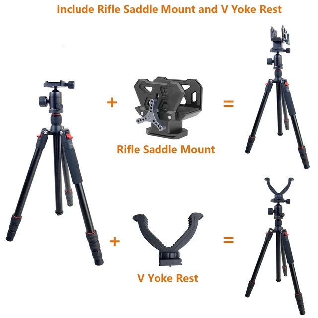 Alt view image 3 of 5 - Adjustable Hunting Shooting Stick Tripod Rifle & Pistol Shooting Rest Stand for Gun,Rifles and Crossbows, Tripods with V Yoke & Shooting Saddle Clamp for Hunting Sticks