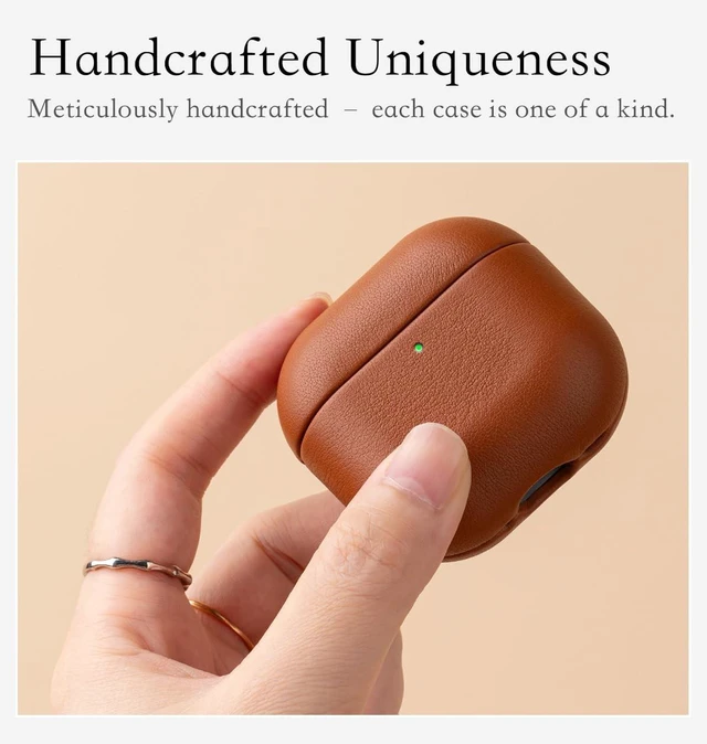 Alt view image 2 of 5 - HanFab Envelop Series - Leather Case for AirPods 5 / AirPods 4 - Brown