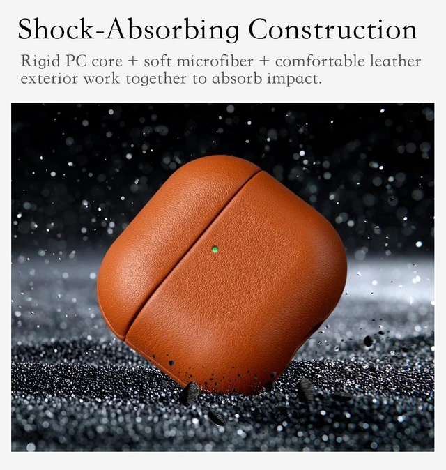 Alt view image 4 of 5 - HanFab Envelop Series - Leather Case for AirPods 5 / AirPods 4 - Brown