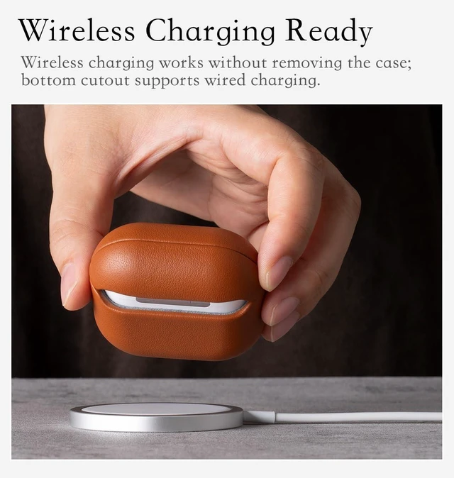 Alt view image 5 of 5 - HanFab Envelop Series - Leather Case for AirPods 5 / AirPods 4 - Brown