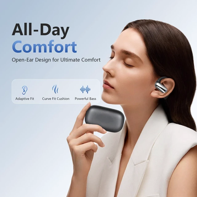 Alt view image 2 of 5 - Open Ear Headphones Wireless Bluetooth 5.4, Over Ear Earbuds with Earhooks, Sports Wireless Earbuds,Lightweight Running Headphones for Workout, Cycling,Translation Earbuds,Black YYK-Q65-