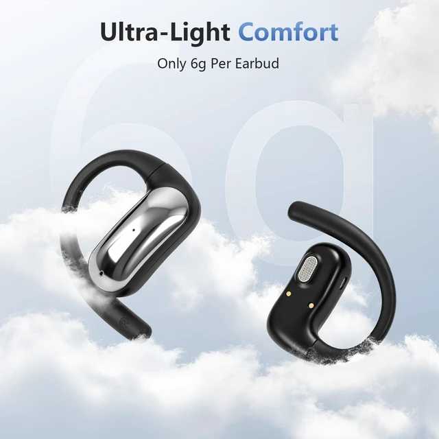 Alt view image 5 of 5 - Open Ear Headphones Wireless Bluetooth 5.4, Over Ear Earbuds with Earhooks, Sports Wireless Earbuds,Lightweight Running Headphones for Workout, Cycling,Translation Earbuds,Black YYK-Q65-