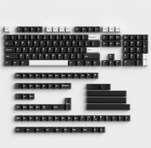 Main image of Fogruaden White on Black Keycaps, Cherry Profile PBT Doubleshot keycaps, Minimalist Style Black and White Keycap, 168 Keys Custom Keycaps for Mechanical Keyboard(WOB)