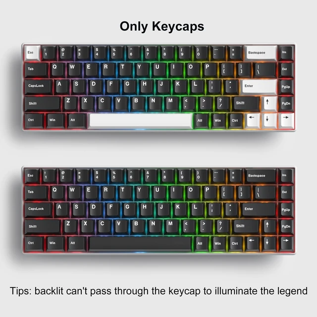 Alt view image 5 of 5 - Fogruaden White on Black Keycaps, Cherry Profile PBT Doubleshot keycaps, Minimalist Style Black and White Keycap, 168 Keys Custom Keycaps for Mechanical Keyboard(WOB)