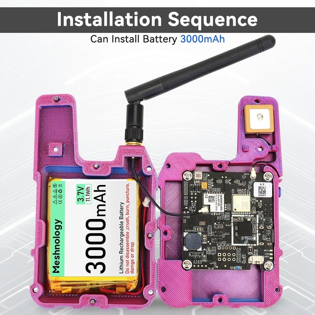 Alt view image 3 of 5 - Meshnology Wio Tracker L1 Board + 3000mAh Battery + Case Set with SX1262 nRF52840 Blue Tooth GPS 1.3" OLED Display Battery Type-C Solar for Ar duino Meshtastic LoRa AIoT (Upgraded N37, Purple)