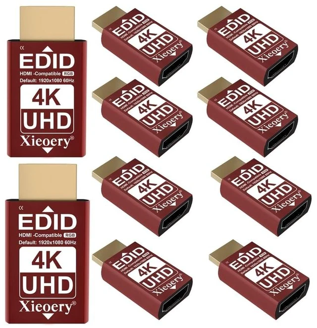 Main image of xieoery 4K HDMI EDID Emulator 38402160 24/30/60Hz, Dummy HDMI Plug for Remote Desktop, Headless Servers, GPU Rigs, KVM, Industrial PCs, Stable Signal Output & Multi-Resolution EDID Support-10pack