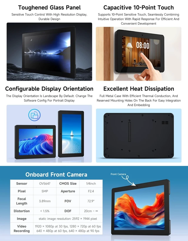 Alt view image 5 of 5 - Waveshare ESP32-P4-WIFI6 7inch HMI All-in-One Touch Display Development Board, 10-Point Touch, 720 1280 Resolution, with Dual Microphones and Speaker, Supports Wi-Fi 6 and BLE 5, Without BAT