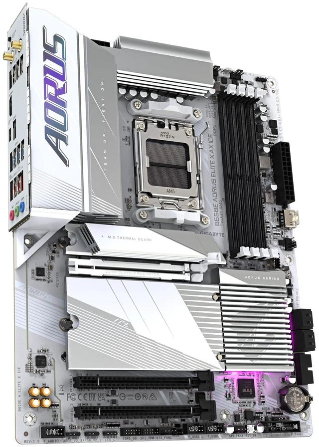 Alt view image 3 of 5 - Gigabyte B650E AORUS Elite X AX ICE WiFi Motherboard (AM5/4xDDR5/HDMI/M.2/USB 3.2)