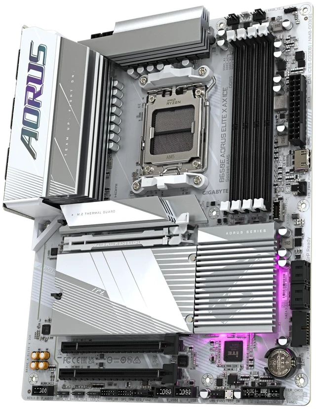 Alt view image 4 of 5 - Gigabyte B650E AORUS Elite X AX ICE WiFi Motherboard (AM5/4xDDR5/HDMI/M.2/USB 3.2)