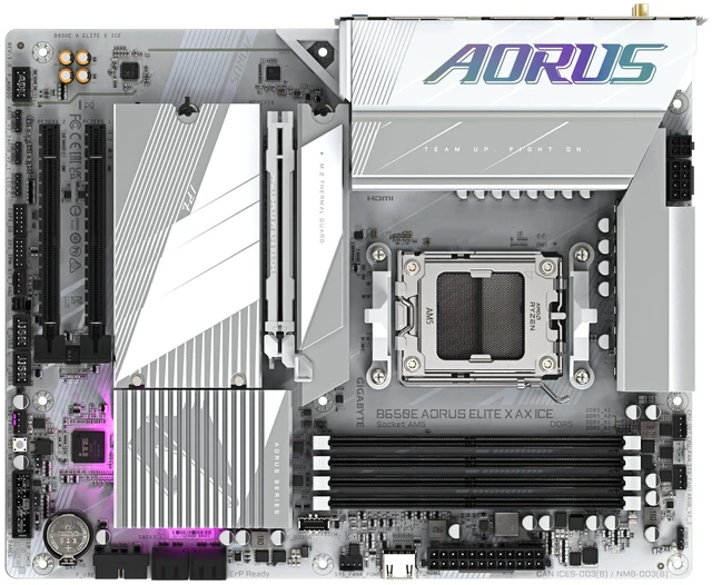 Alt view image 5 of 5 - Gigabyte B650E AORUS Elite X AX ICE WiFi Motherboard (AM5/4xDDR5/HDMI/M.2/USB 3.2)