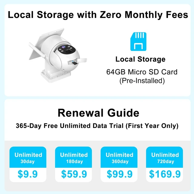 Alt view image 3 of 5 - 4G LTE Cellular Solar Security Camera Outdoor,365-Day Unlimited Data