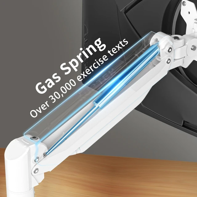 Alt view image 2 of 5 - Suptek Monitor Mount Gas Spring Monitor Arm Desk Mount Fully Adjustable Fits 17 20 22 23 24 26 27 32 35 inch Monitors Weight Capacity up to 24.25 lbs, White