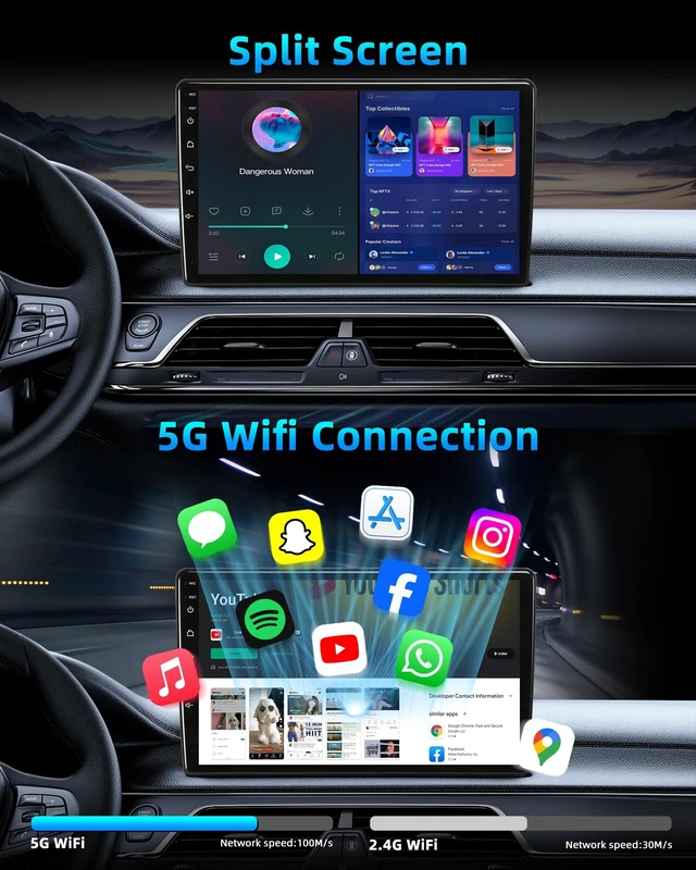 Alt view image 4 of 5 - 4Core 64GROM Car Radio for Honda CRV 2012-2016, Wireless CarPlay & Android Auto with 1280800 HD Touchscreen GPS Navigation Bluetooth 5.0 5G WiFi 1080P Backup Camera SWC FM Radio