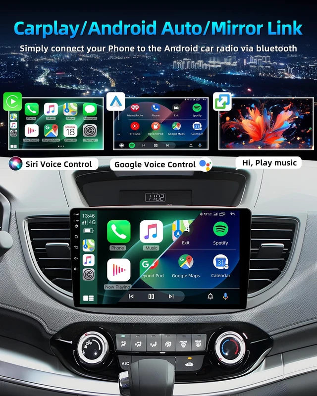 Alt view image 2 of 5 - 4Core 64GROM Car Radio for Honda CRV 2012-2016, Wireless CarPlay & Android Auto with 1280800 HD Touchscreen GPS Navigation Bluetooth 5.0 5G WiFi 1080P Backup Camera SWC FM Radio