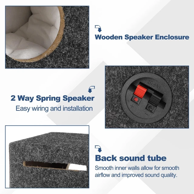 Alt view image 3 of 5 - MECCANIXITY 6.5 Inch Ported Wooden Speaker Enclosure, Single Vented, Gray