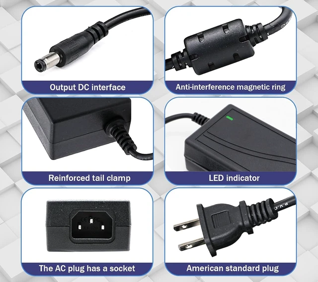 Alt view image 2 of 5 - 48V 2A 48W AC-DC Power Supply Adapter US Plug