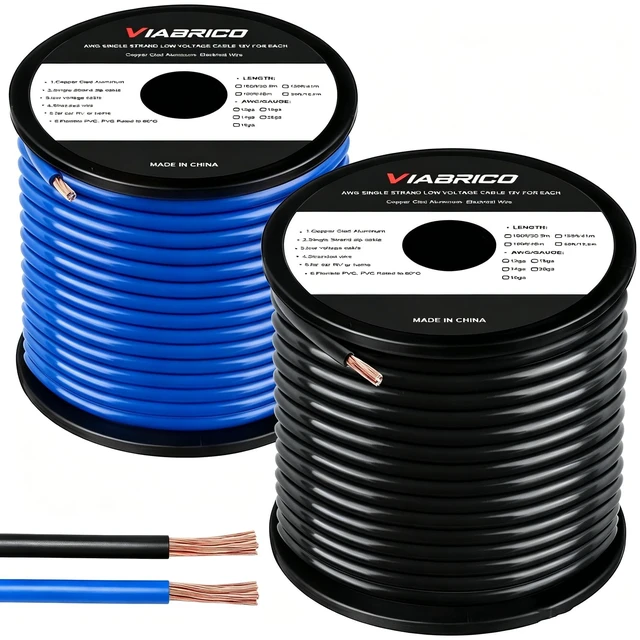 Main image of VIABRICO 10 Gauge Wire, for Automotive Power/Ground, Battery Cable, Car Audio, RV, Amp, CCA, Automotive Wire, Amp Kit, Battery Cables, Wiring Kit, (50 feet Each- Black/Blue)
