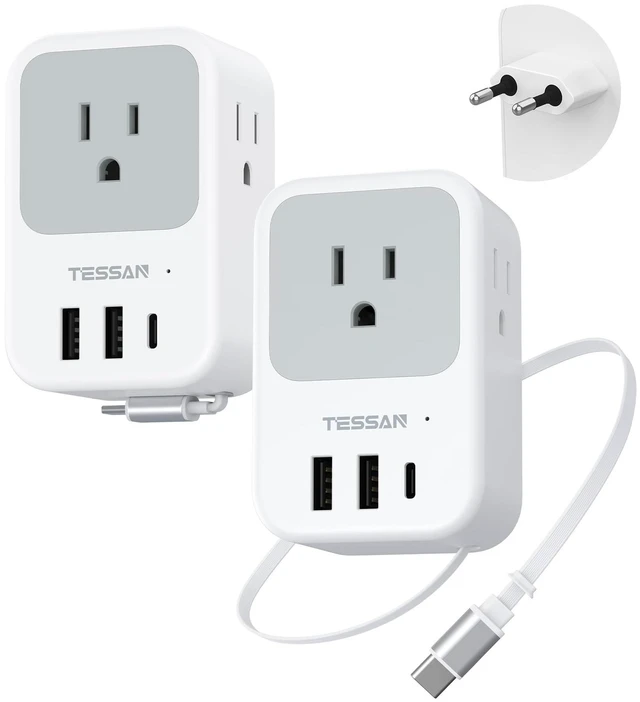 Main image of TESSAN European Travel Plug Adapter, 2 Pack